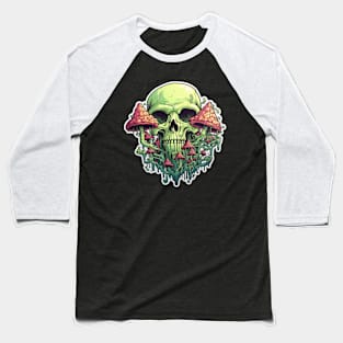 Trippy Psychedelic Mushroom Skull Infected Baseball T-Shirt